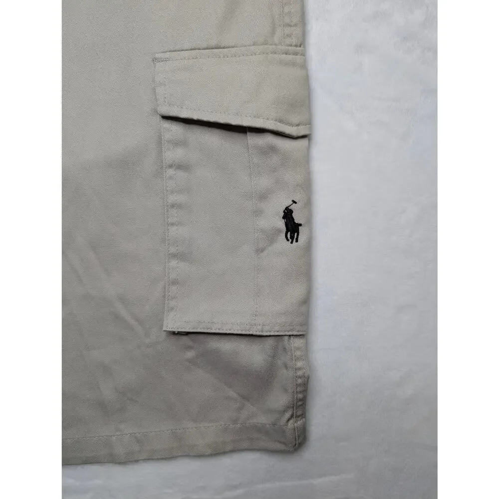 Polo Ralph Lauren Vintage Y2K Mens Khaki Cargo Shorts - 40 Waist Tan 90's Baggy‎